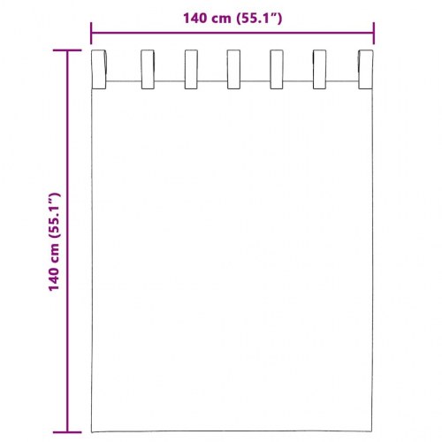 Voile-gardiner med løkker, 2 stk. 140×175 cm - lyserød