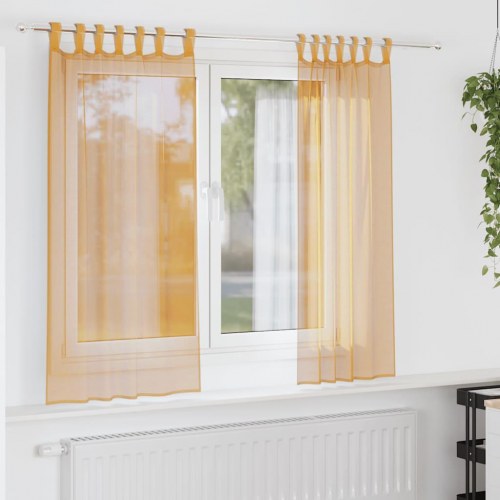 Voile-gardiner med løkker 2 stk. 140 × 175 cm - orange