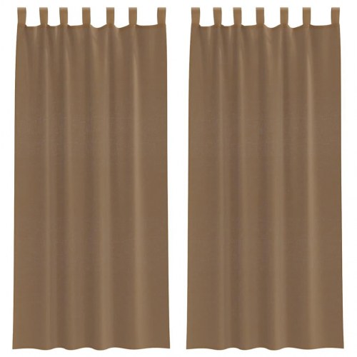 Voile-gardiner med løkker, 2 stk. 140×225 cm - lysebrun