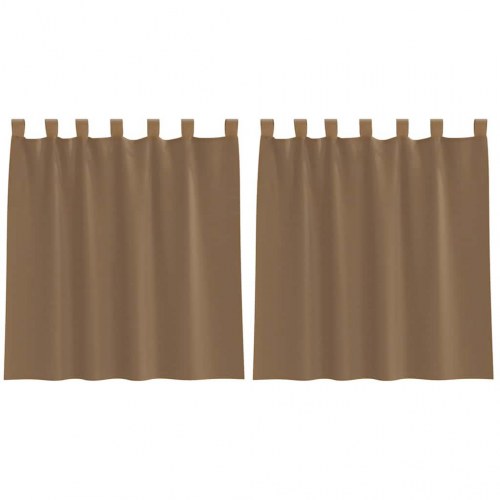 Voile-gardiner med løkker, 2 stk. 140×140 cm - lysebrun