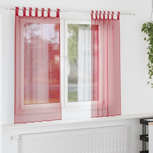 Voile-gardiner med løkker 2 stk. 140×175 cm - vinrød