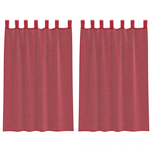 Voile-gardiner med løkker 2 stk. 140×175 cm - vinrød