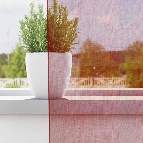 Voile-gardiner med løkker 2 stk. 140×175 cm - vinrød