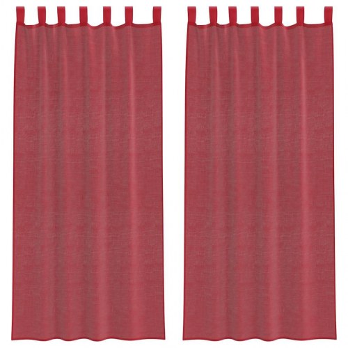 Voile-gardiner med løkker 2 stk. 140×225 cm - vinrød