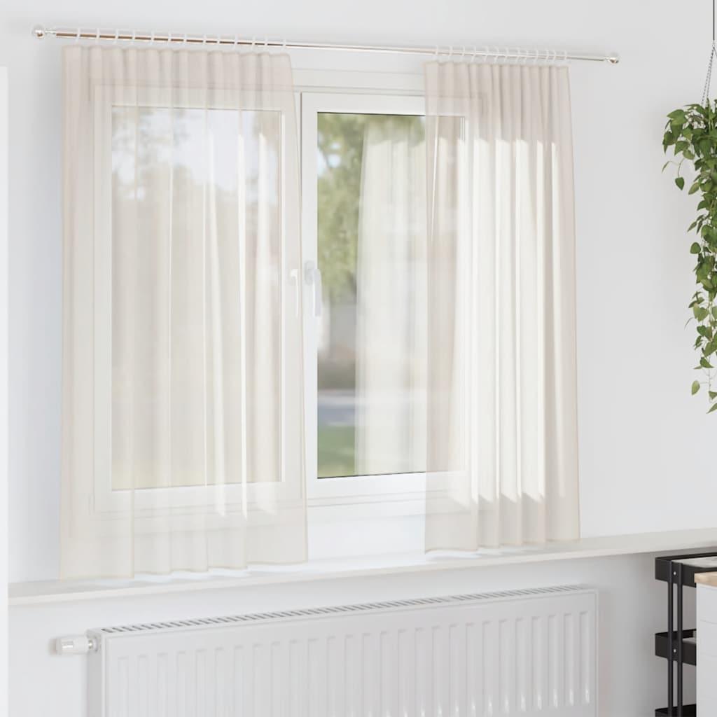 Voile-gardiner med stanglommer 2 stk. cremefarvet