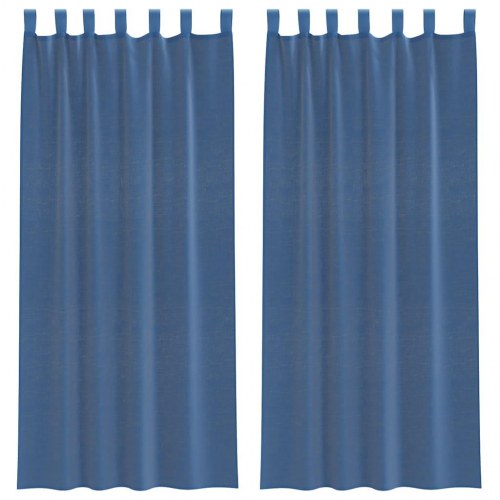 Voile-gardiner med løkker 2 stk. 140×225 cm - kongeblå