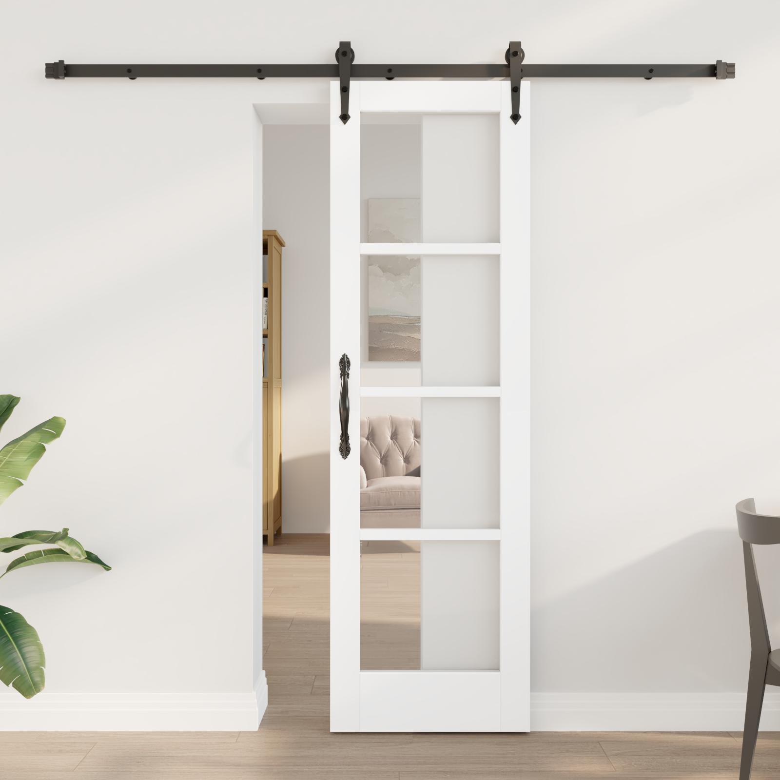 Skydedør ORKDAL - hvid 61 × 198,5 cm i massivt fyrretræ og glas