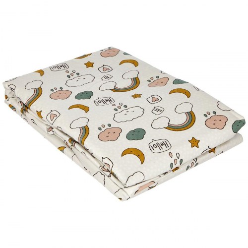 Sengetøj sæt enkeltdyne 140 x 200 cm TODAY - børnemotiv, hvid (2 dele)