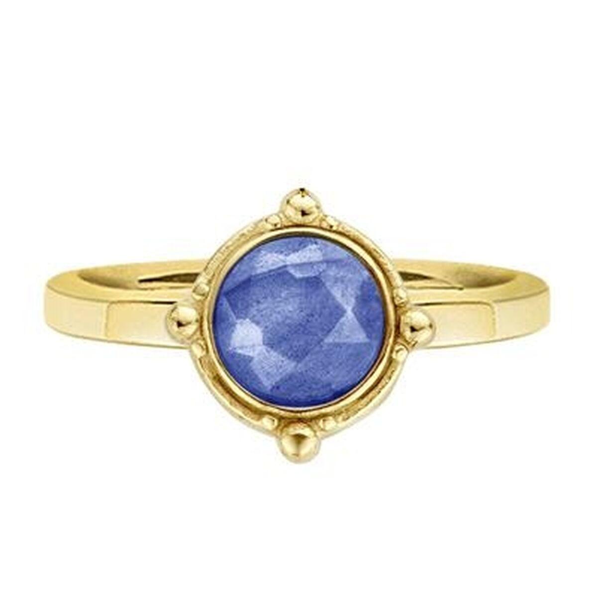 CO88 Collection dame-ring - gylden med blå sten, str. 20
