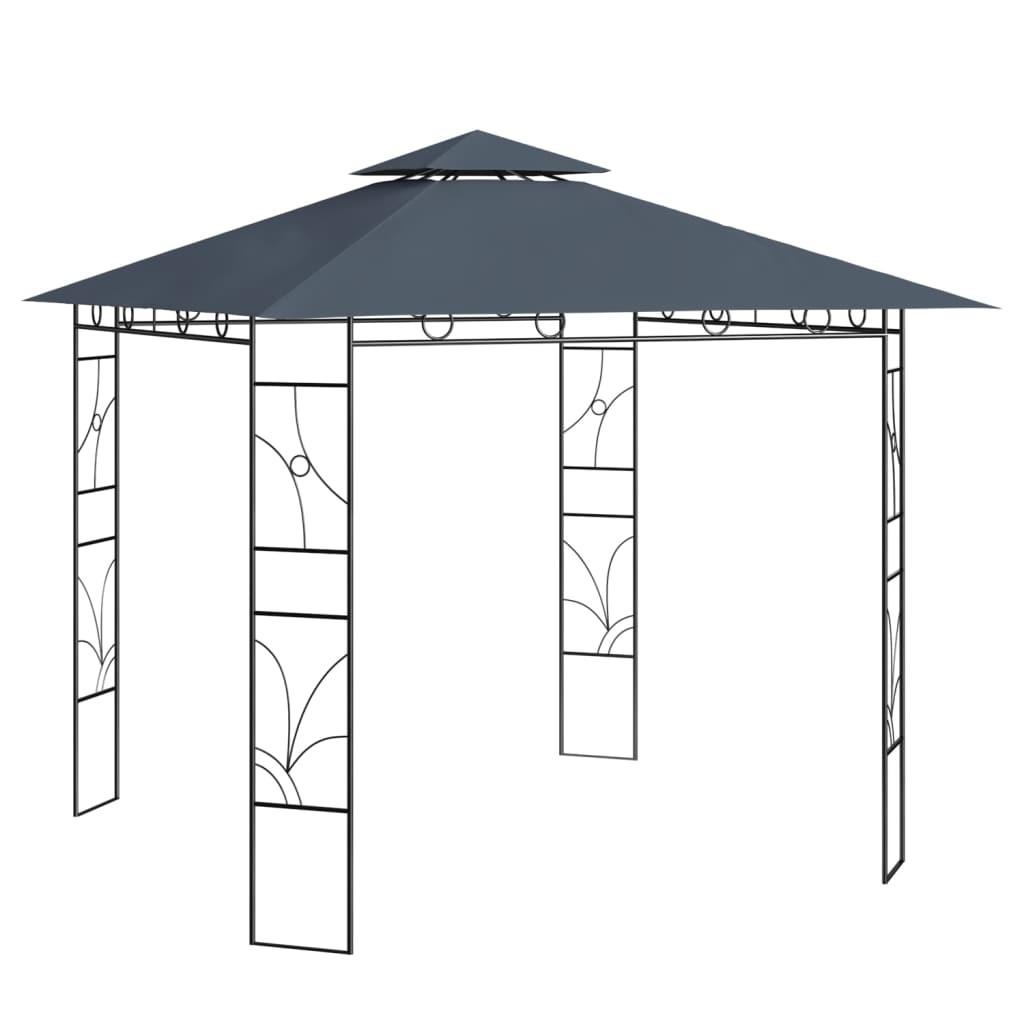 Pavillon 3×3 m - antracitgrå havepavillon 160 g/m², 2,7 m høj