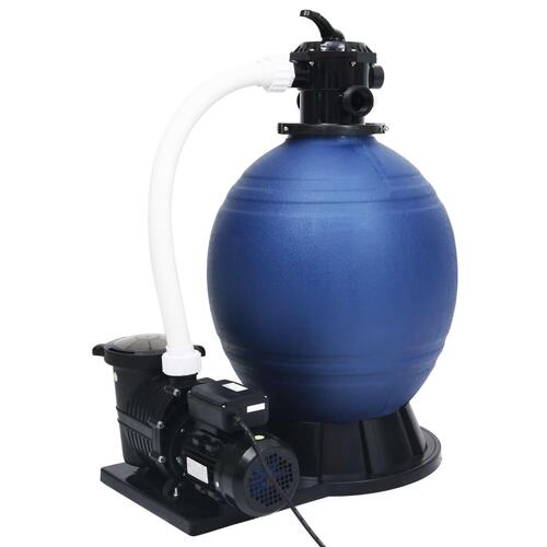 Sandfilter med 7-vejs ventil & 1000 W pumpe blå og sort
