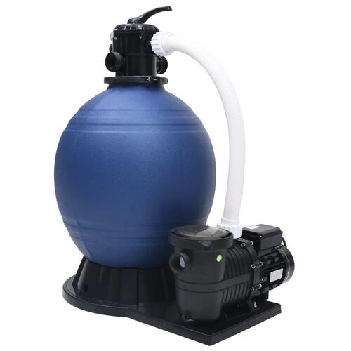 Sandfilter med 7-vejs ventil & 1000 W pumpe blå og sort