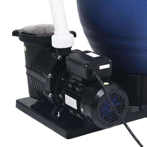 Sandfilter med 7-vejs ventil & 1000 W pumpe blå og sort