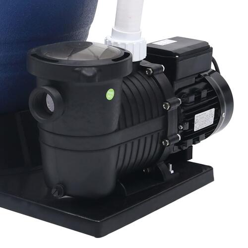 Sandfilter med 7-vejs ventil & 1000 W pumpe blå og sort