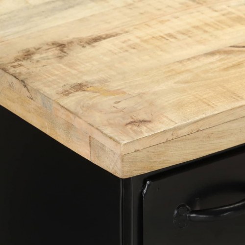 Skænk 140×38×76 cm i ru mangotræ med stål - industriel opbevaring