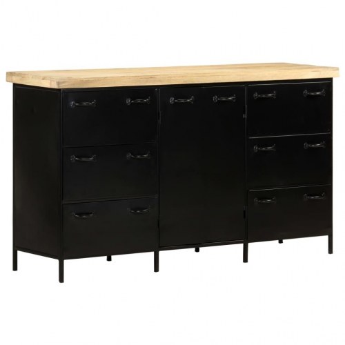 Skænk 140×38×76 cm i ru mangotræ med stål - industriel opbevaring