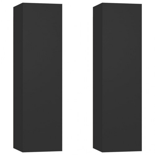 Tv-borde 2 stk. 30,5x30x110 cm konstrueret træ sort