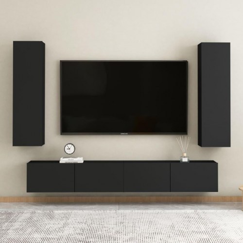 Tv-borde 2 stk. 30,5x30x110 cm konstrueret træ sort