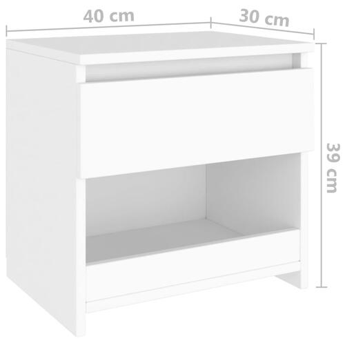 Sengebord 40x30x39 cm konstrueret træ hvid