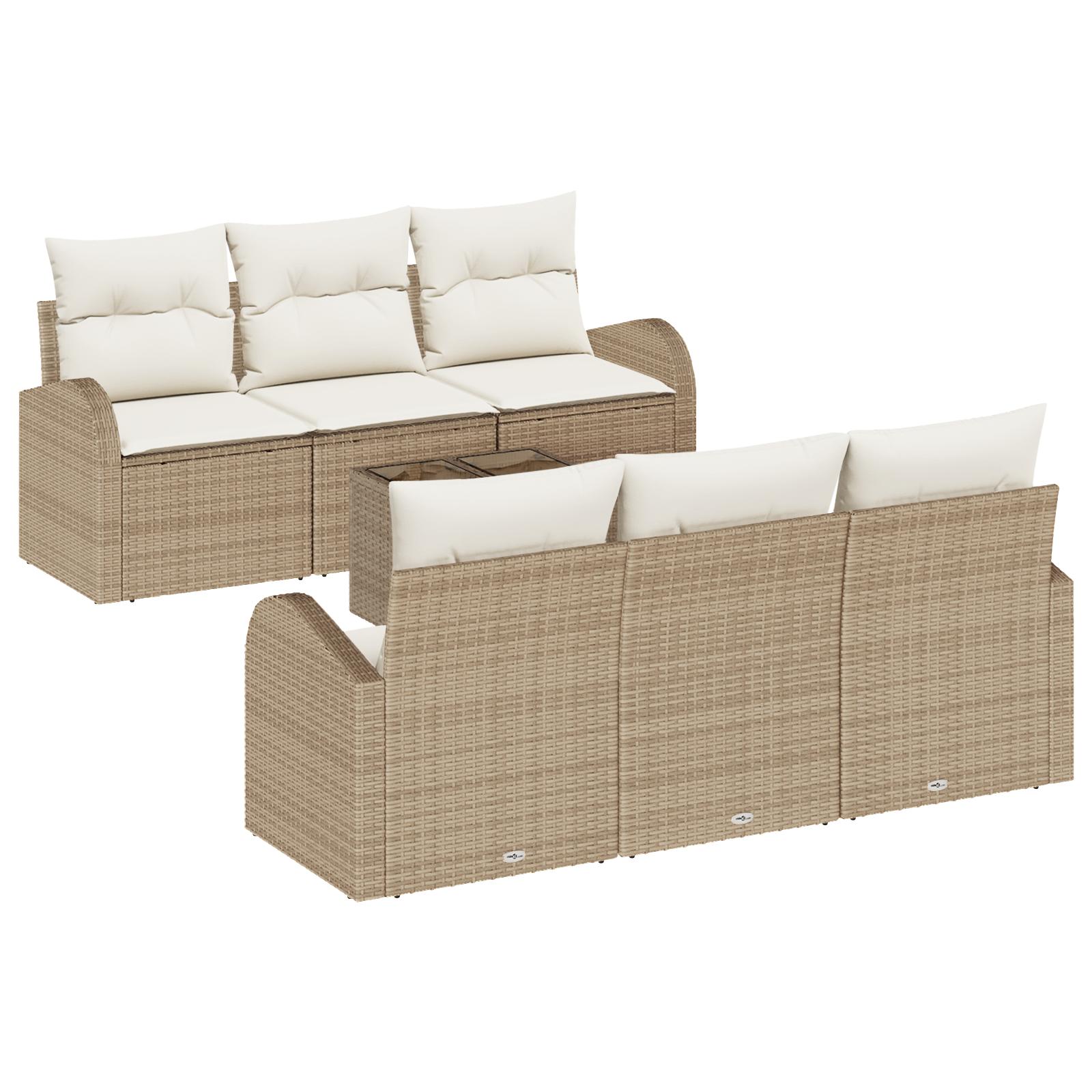 Havesofa Sæt med pude 7 stk Beige og creme 55 x 55 x 37 cm