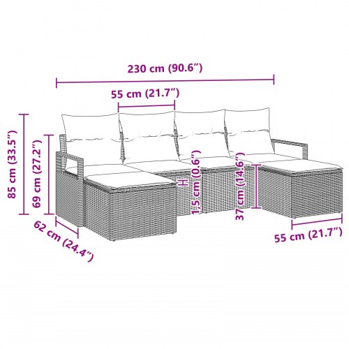 Havesofa Sæt med pude med opbevaring 6 stk Beige og creme