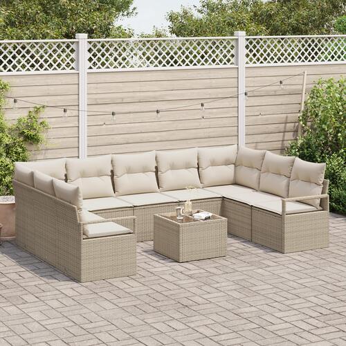 Havesofa Sæt med pude med opbevaring 10 stk Beige og creme