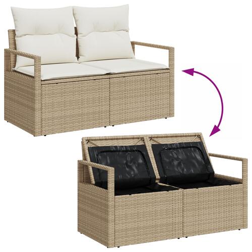 Havesofa Sæt med pude med opbevaring 10 stk Beige og creme