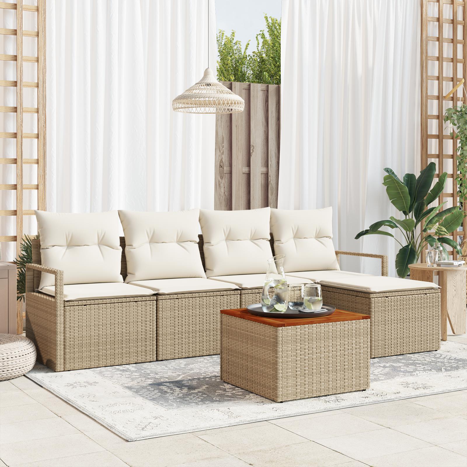 Havesofa Sæt 6 stk Beige og hvid