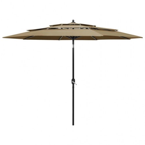 Parasol med aluminiumsstang 3 m - 3 niveauer, gråbrun