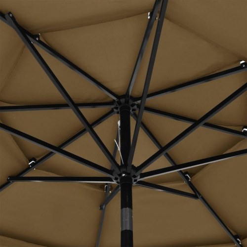 Parasol med aluminiumsstang 3 m - 3 niveauer, gråbrun