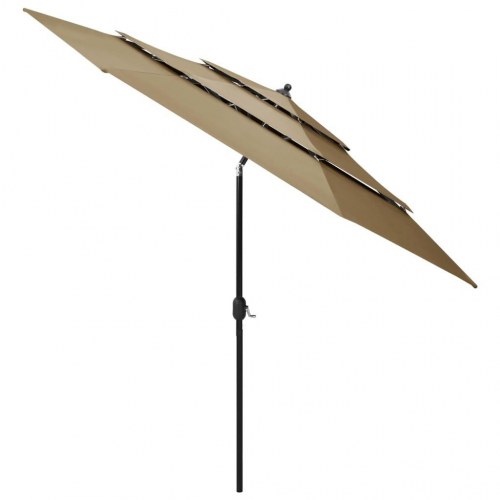 Parasol med aluminiumsstang 3 m - 3 niveauer, gråbrun