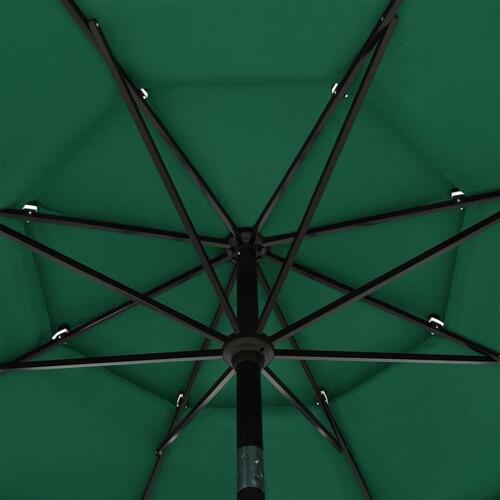 Parasol med aluminiumsstang 3,5 m 3 niveauer grøn