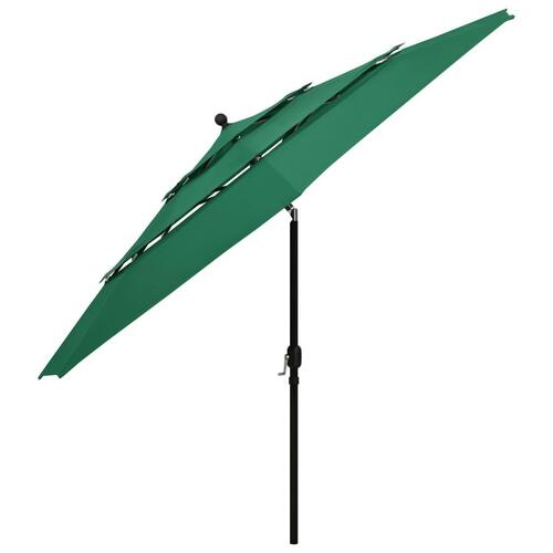 Parasol med aluminiumsstang 3,5 m 3 niveauer grøn