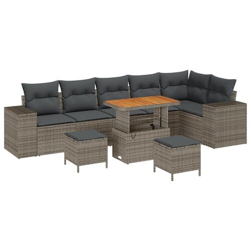 Havesofa Sæt med pude med opbevaring 9 stk Grå 90 x 55 x 71 cm