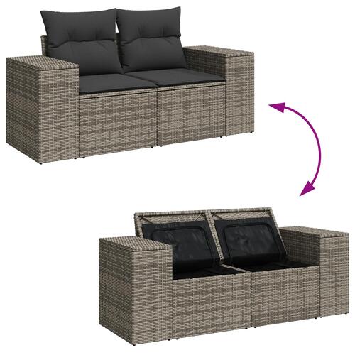 Havesofa Sæt med pude med opbevaring 9 stk Grå 90 x 55 x 71 cm