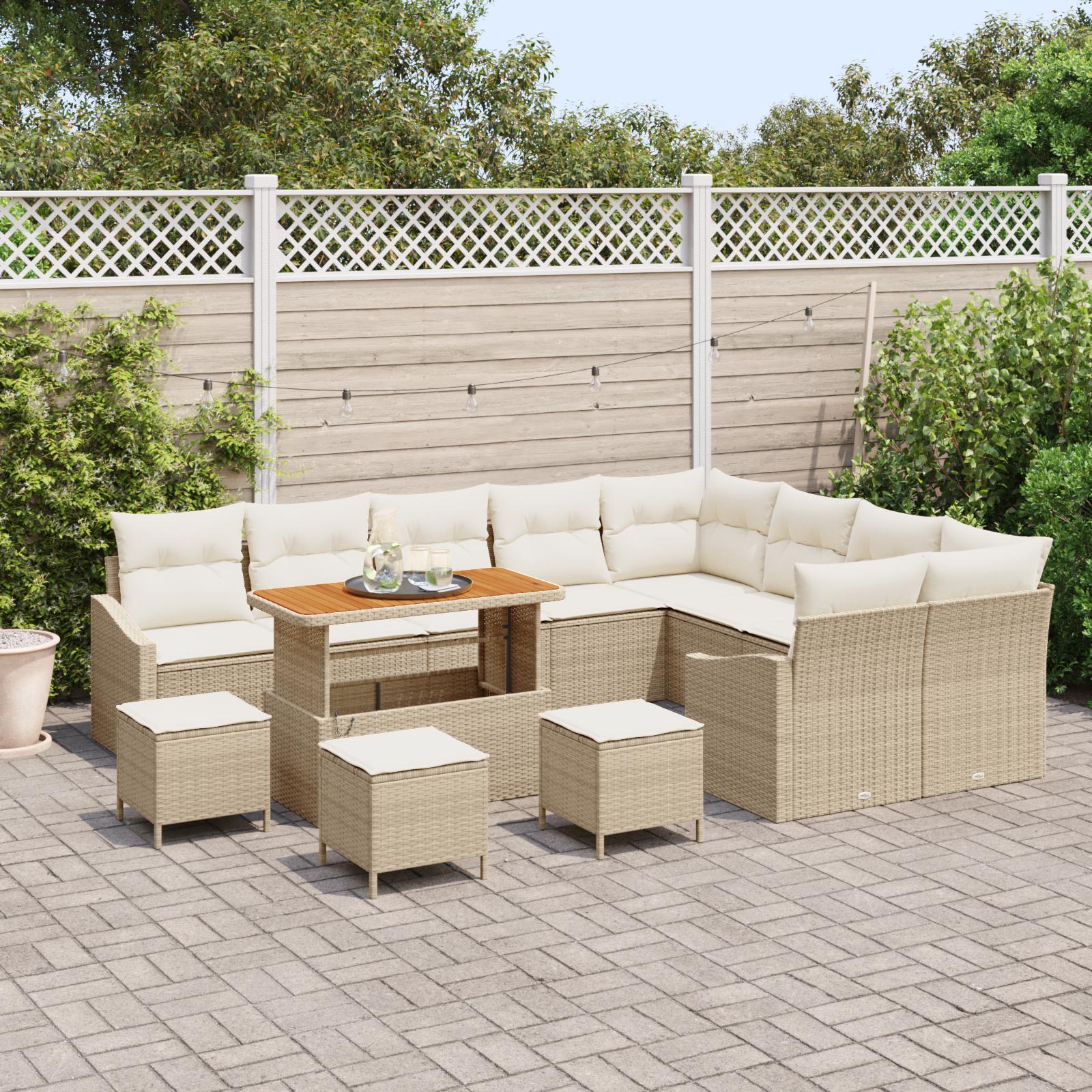 Havesofa Sæt med pude 13 stk Beige og creme 110 x 55 x 71 cm