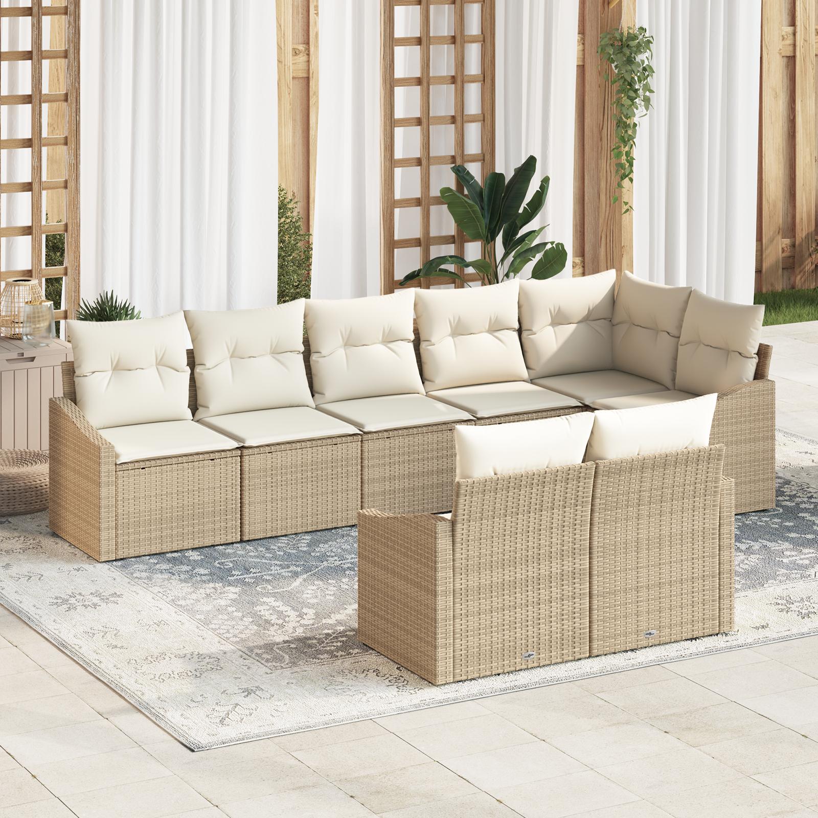 Have Spisebordssæt med pude med opbevaring 8 stk Beige og creme