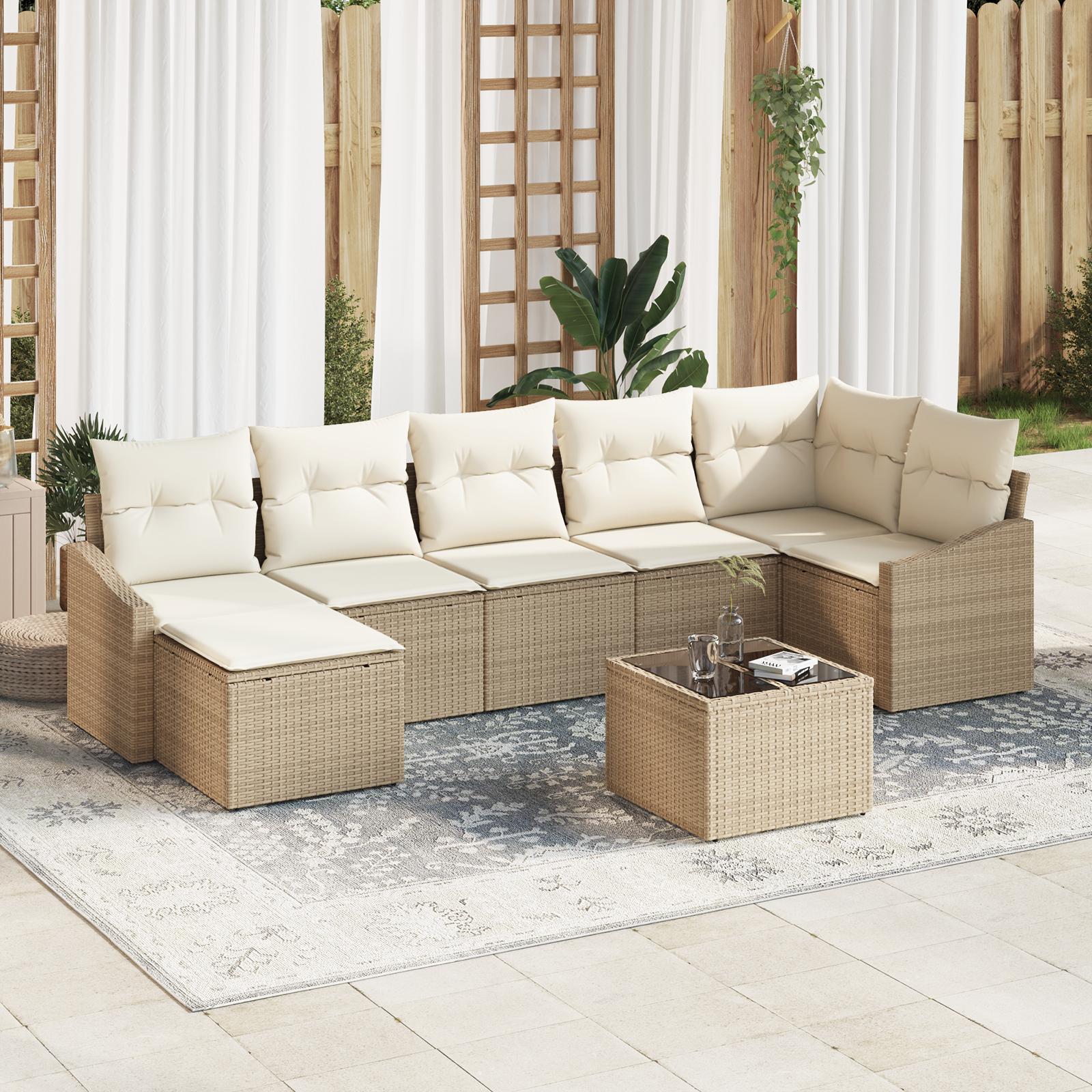Have Spisebordssæt med pude med opbevaring 8 stk Beige og creme