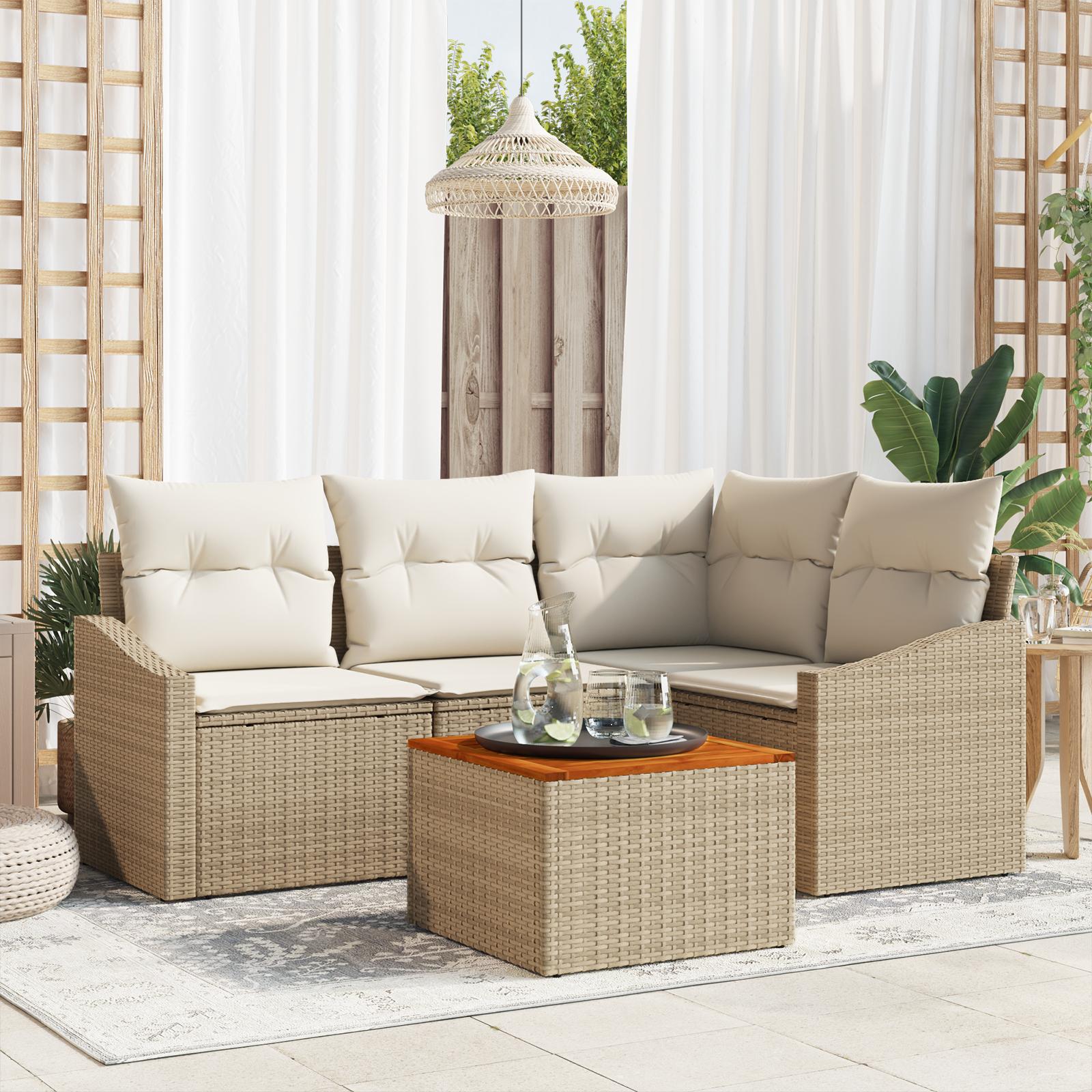 Havesofa Sæt 5 stk Beige og hvid