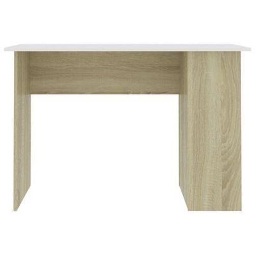Skrivebord 110x60x73 cm konstrueret træ hvid og sonoma-eg