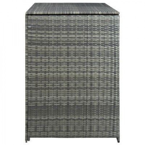 Dobbelt skraldespandsskjuler i polyrattan - 148 × 77 × 111 cm, grå