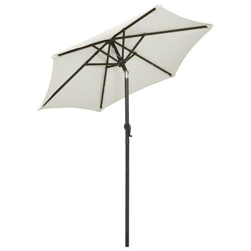 Parasol med LED-lys 200x211 cm aluminium sandfarvet