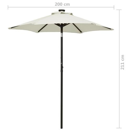 Parasol med LED-lys 200x211 cm aluminium sandfarvet