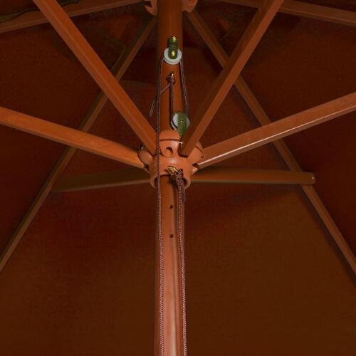 Parasol med træstang 200x300 cm terrakotta