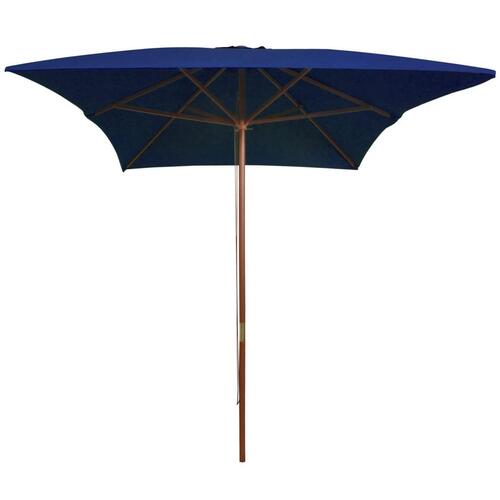 Parasol med træstang 200x300 cm blå