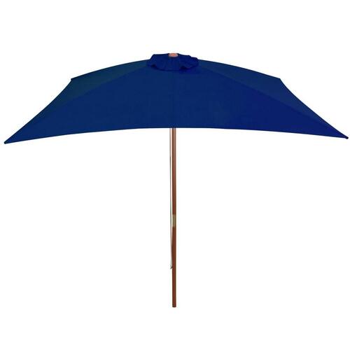 Haveparasol 200x300 cm træstang blå