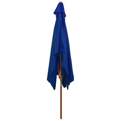 Parasol med træstang 200x300 cm blå