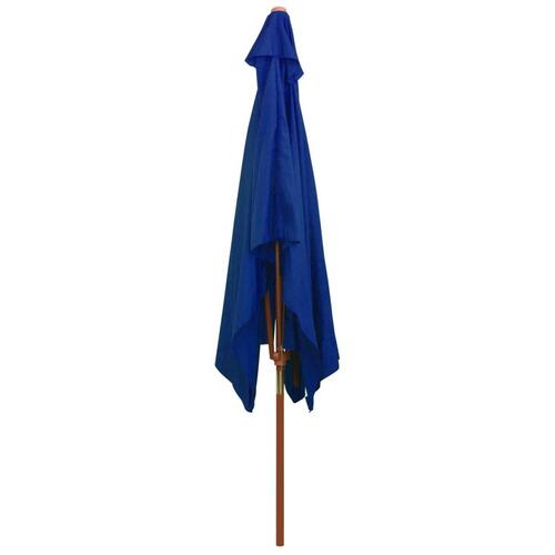 Haveparasol 200x300 cm træstang blå
