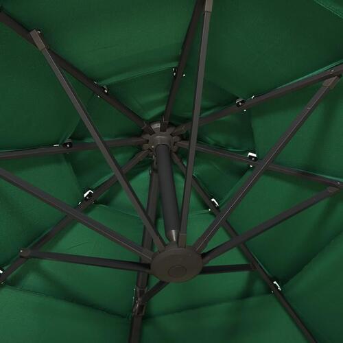Parasol 3x3 m aluminiumsstang 4 niveauer grøn