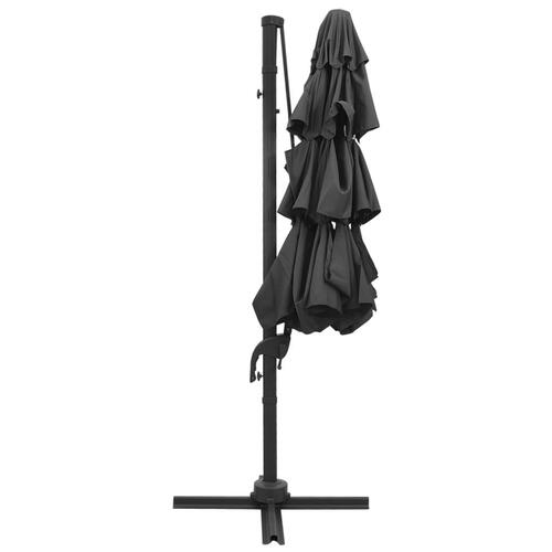 Parasol med aluminiumsstang 4 niveauer 3x3 m antracitgrå